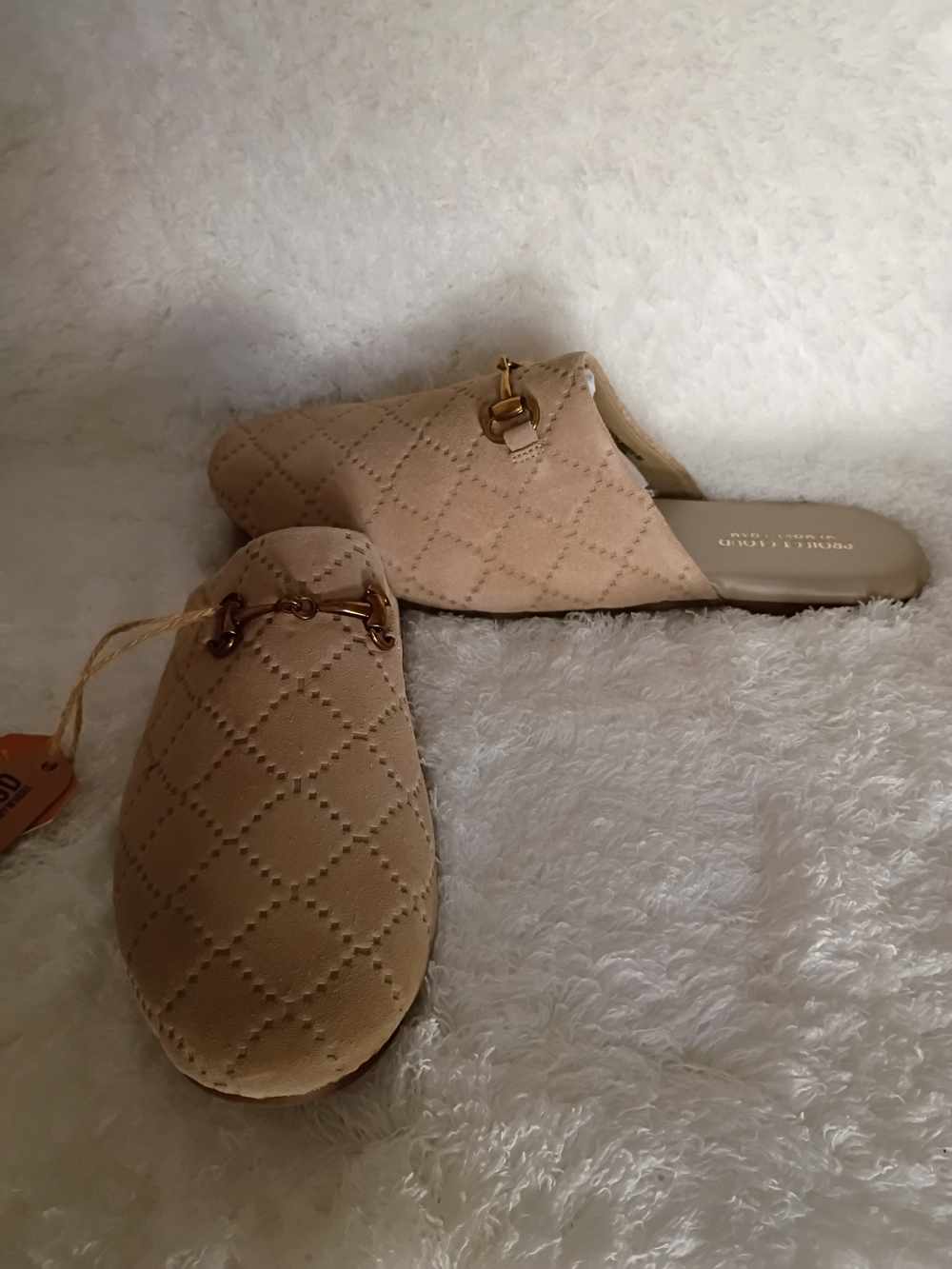 Project Cloud Cassidy Genuine Leather Horsebit Mules Beige Size 8 - Picture 2 of 4